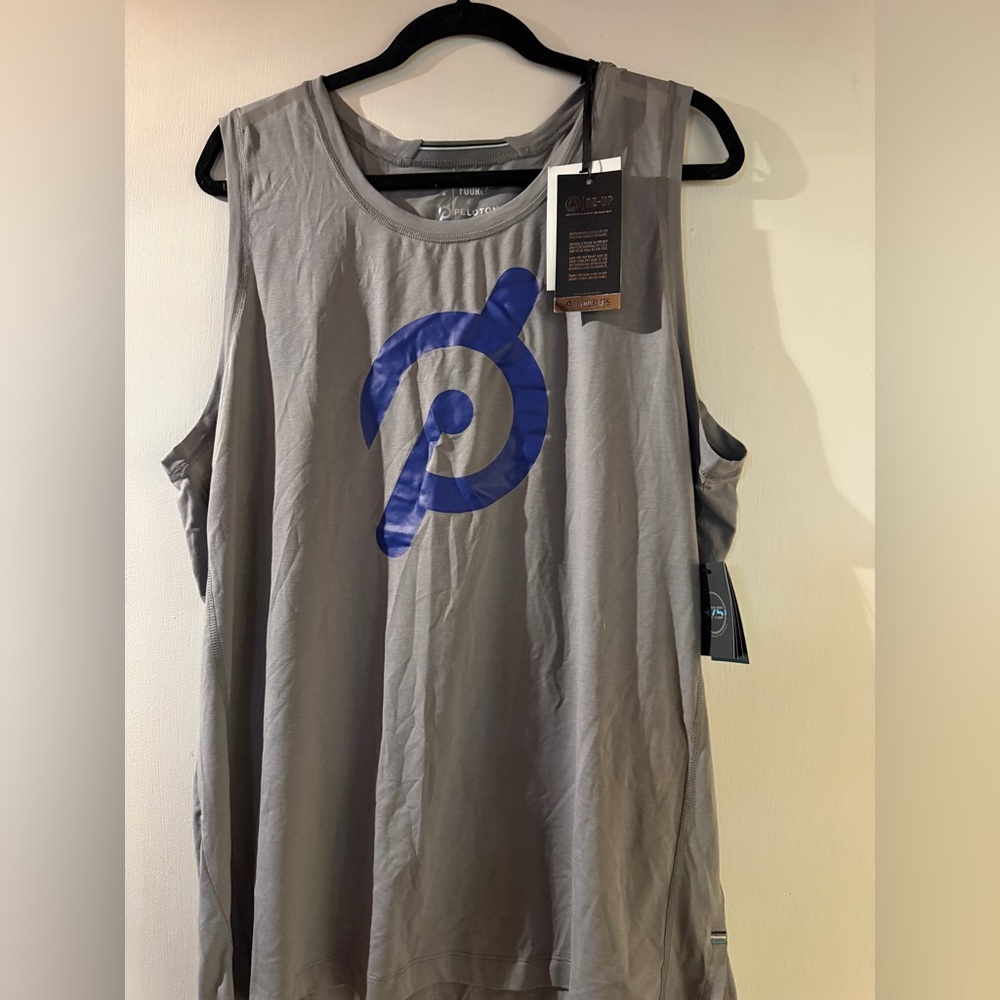 Gray Tank Top with Blue Logo
